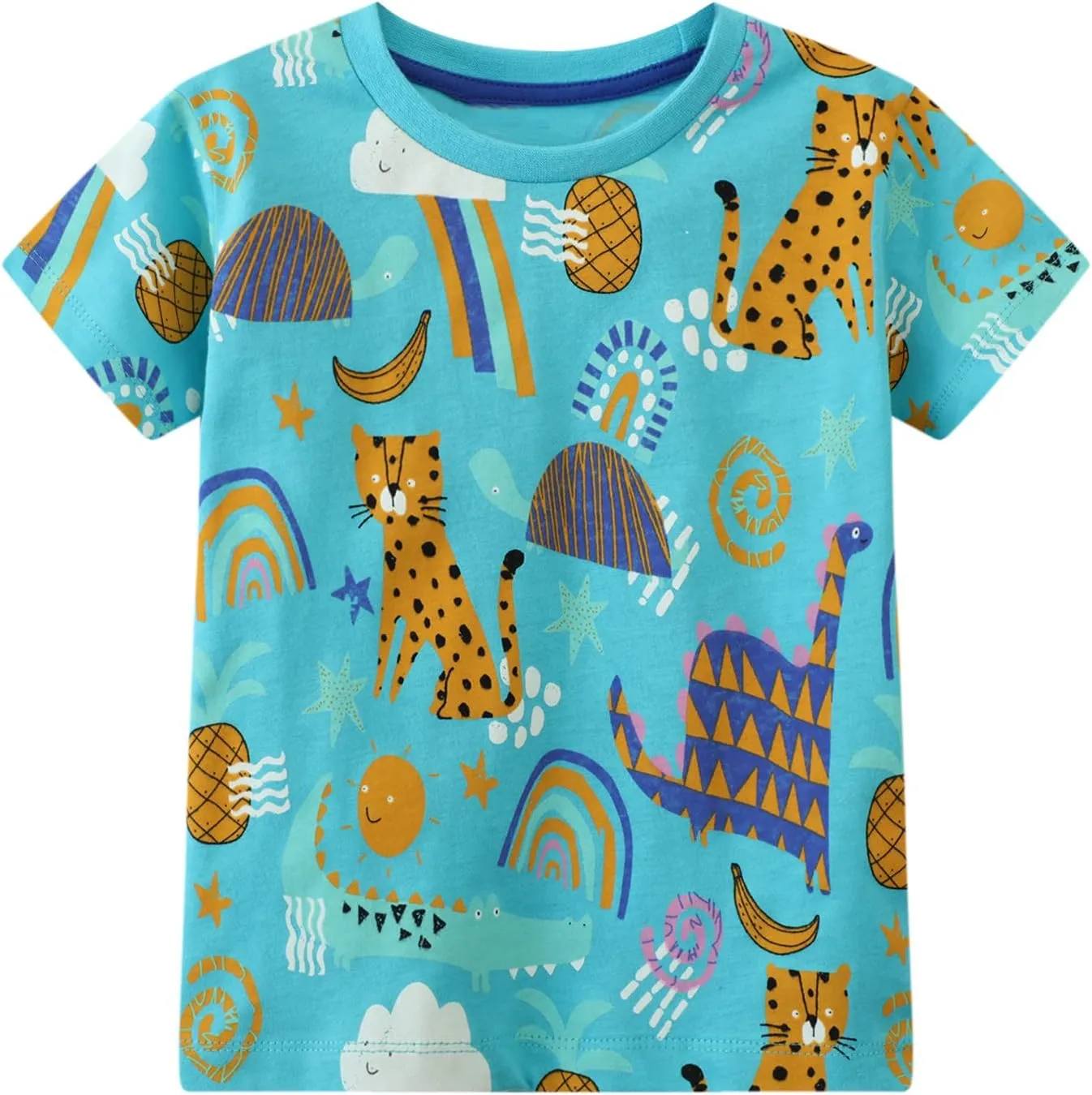 Toddler Boys' Short Sleeve Tees Cotton Casual Graphic Crewneck Summer Top Clothes T-Shirts