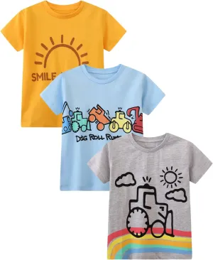 Toddler Boys' Short Sleeve Tees Cotton Casual Graphic Crewneck Summer Top Clothes T-Shirts