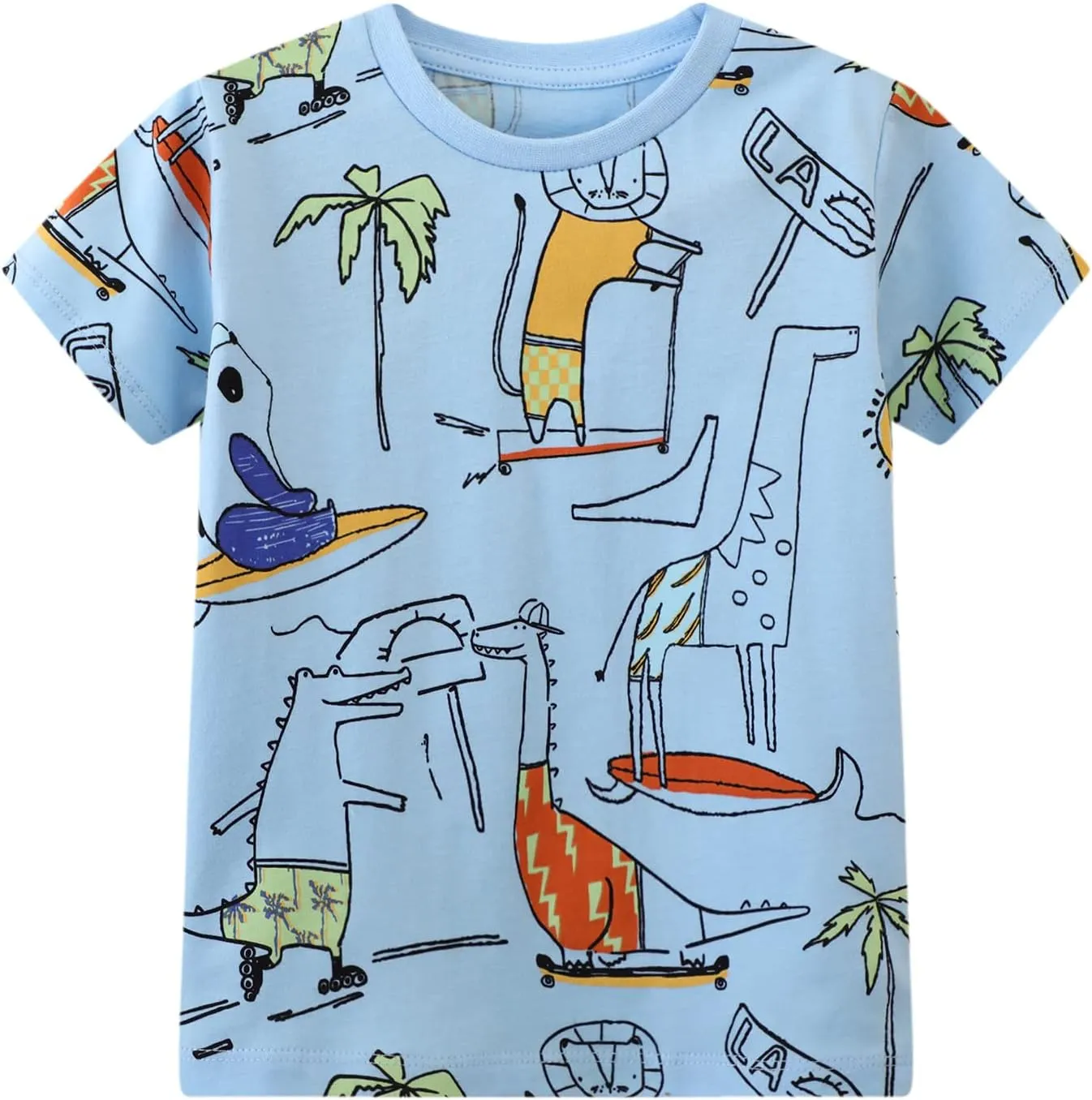 Toddler Boys' Short Sleeve Tees Cotton Casual Graphic Crewneck Summer Top Clothes T-Shirts