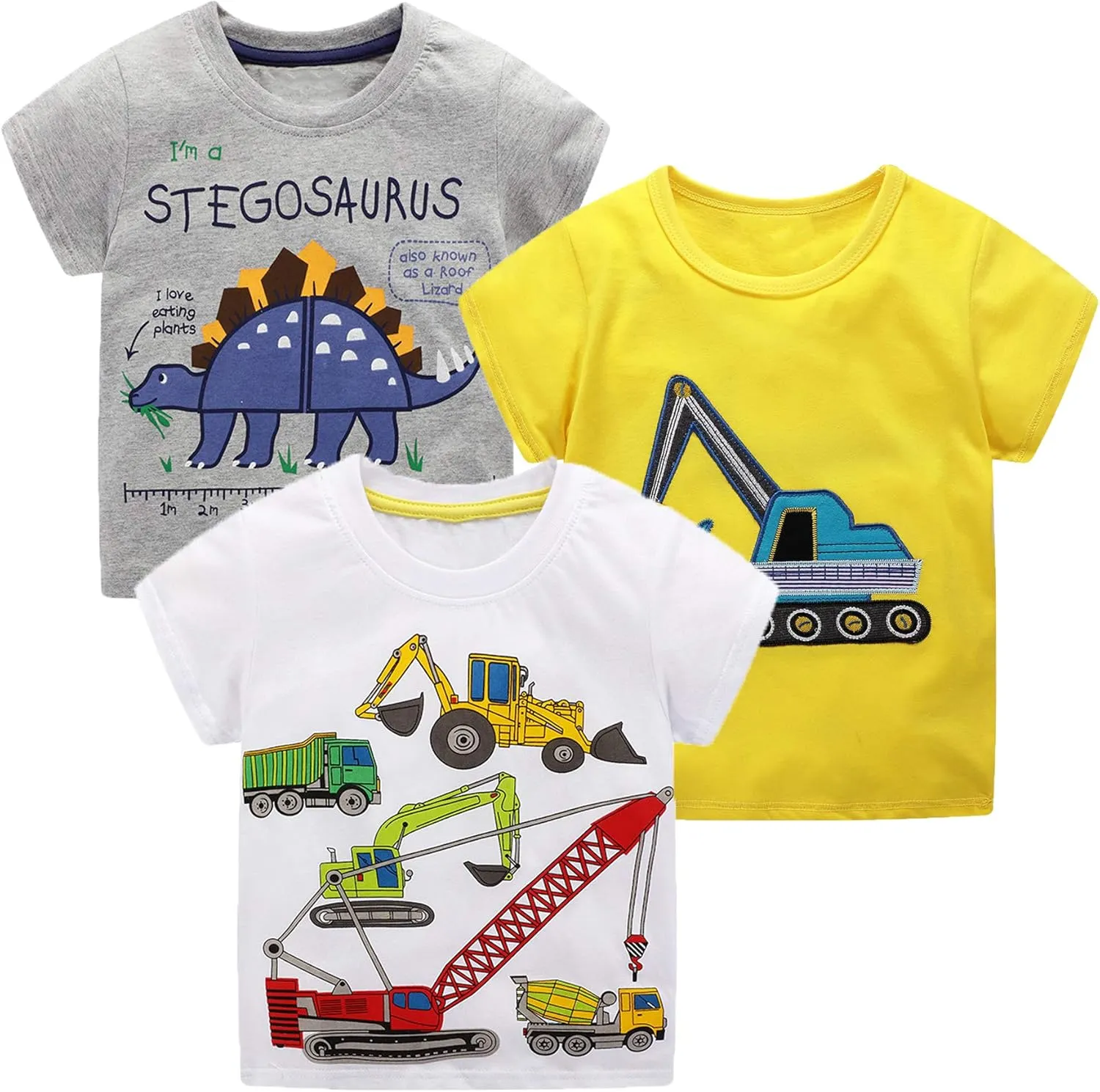 Toddler Boys' Short Sleeve Tees Cotton Casual Graphic Crewneck Summer Top Clothes T-Shirts