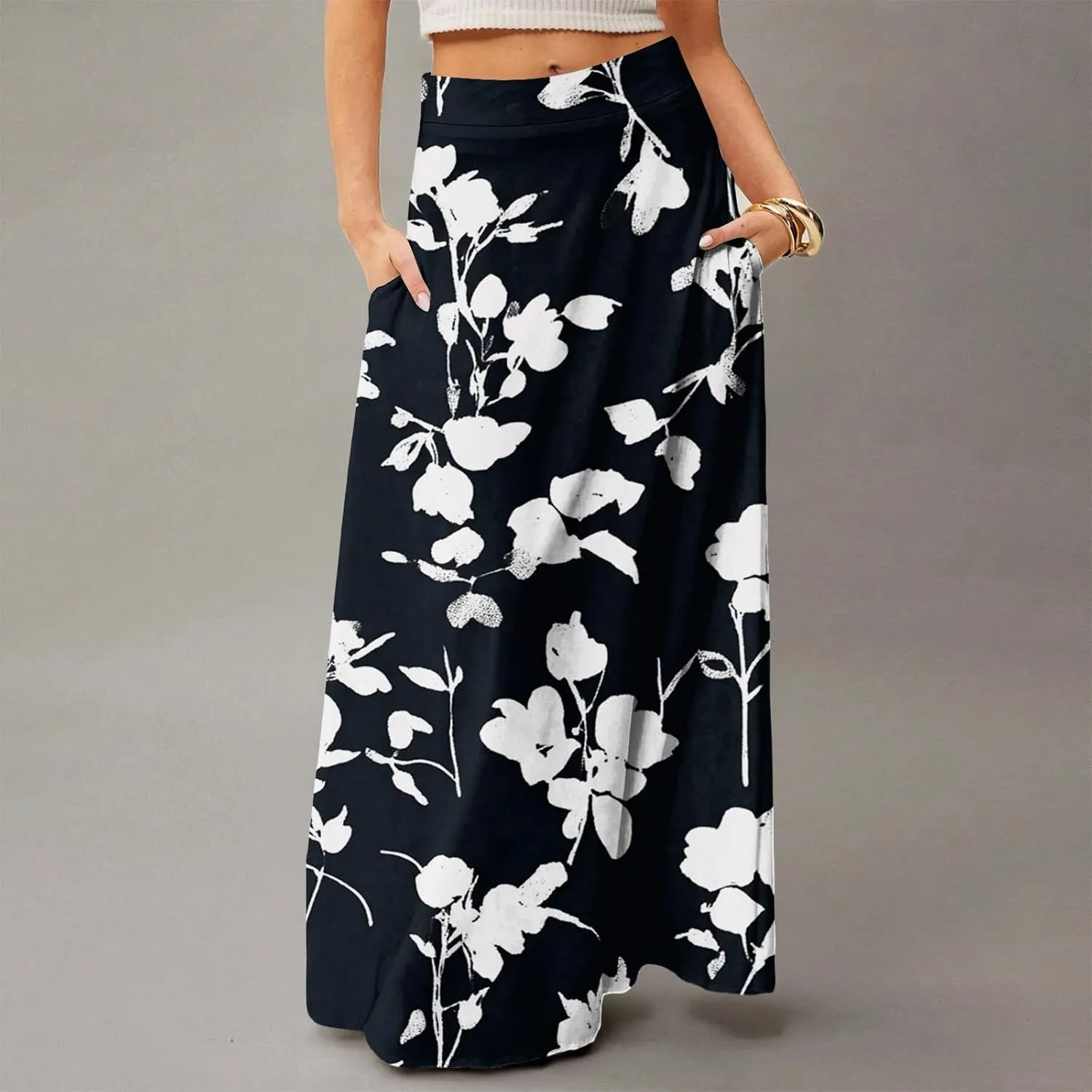 Trendy Women's Skirts, Boho Vacation Summer Casual Flowy Beach Womens Skirts