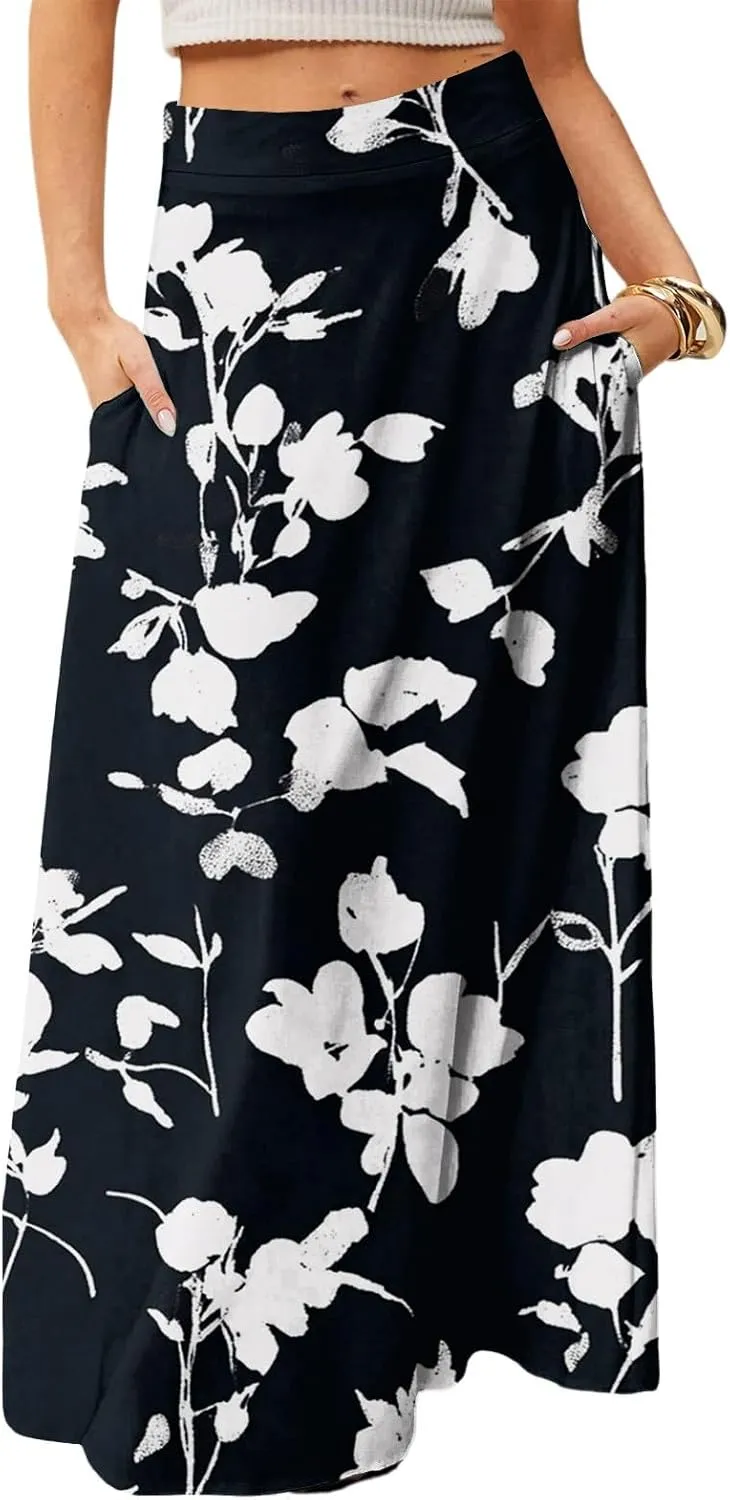 Trendy Women's Skirts, Boho Vacation Summer Casual Flowy Beach Womens Skirts