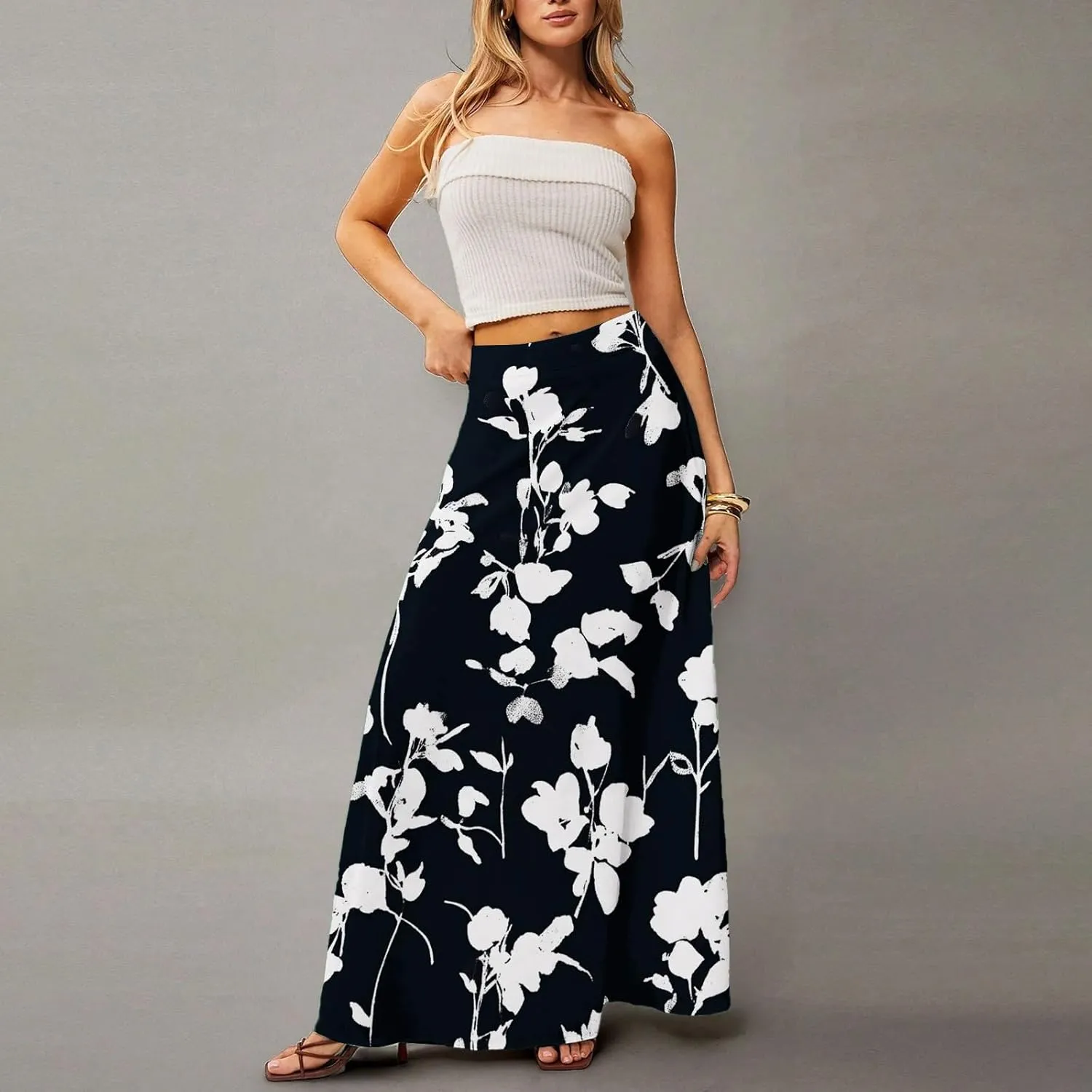 Trendy Women's Skirts, Boho Vacation Summer Casual Flowy Beach Womens Skirts