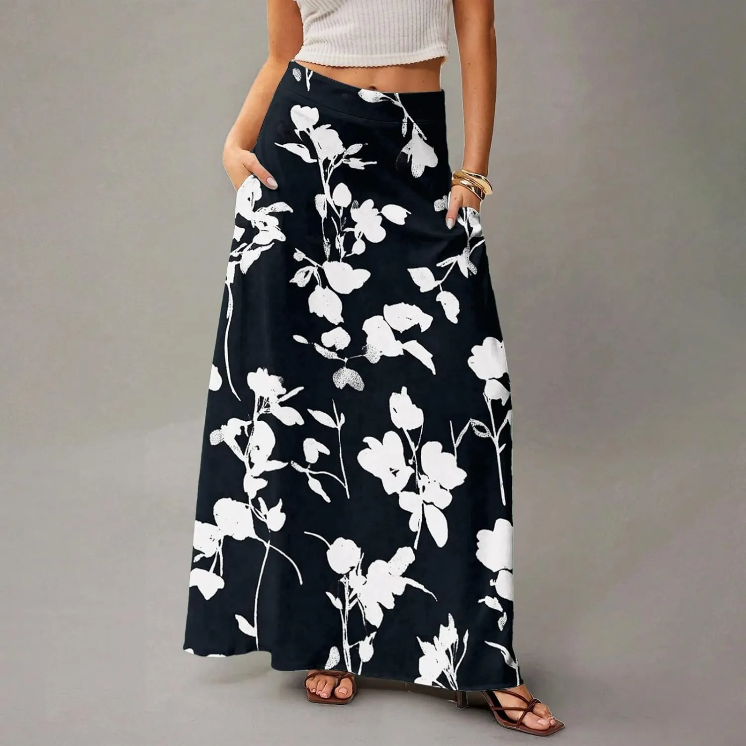 Trendy Women's Skirts, Boho Vacation Summer Casual Flowy Beach Womens Skirts