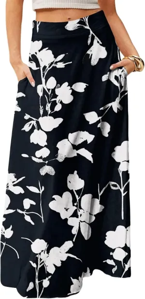 Trendy Women's Skirts, Boho Vacation Summer Casual Flowy Beach Womens Skirts