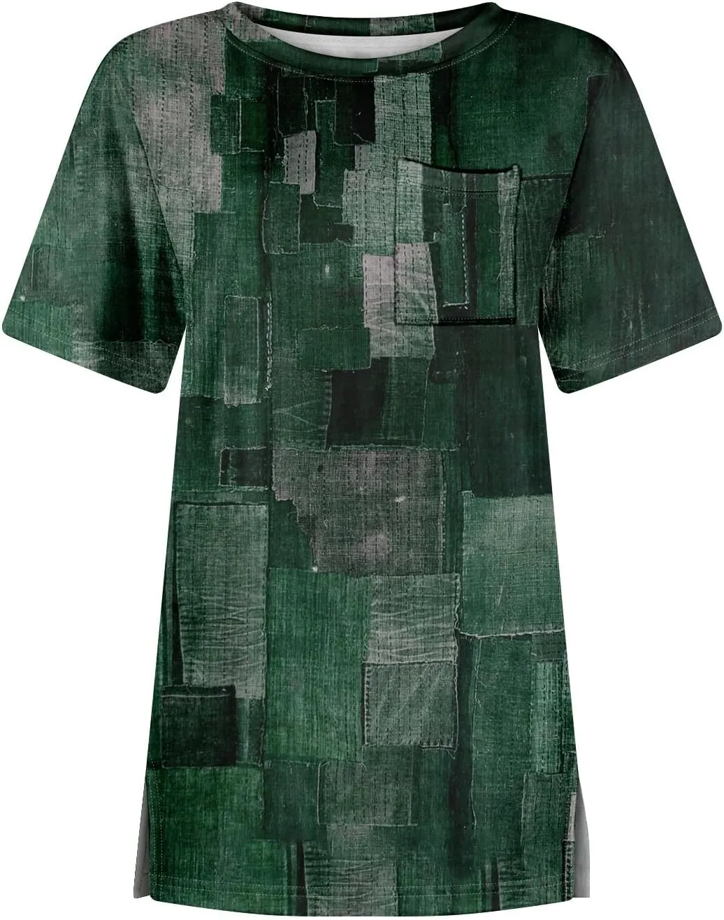 Tunic Tops for Women 2025 Summer Casual Button Up Crew Neck Shirts Short Sleeve T-Shirt Graphic Tees Blouse