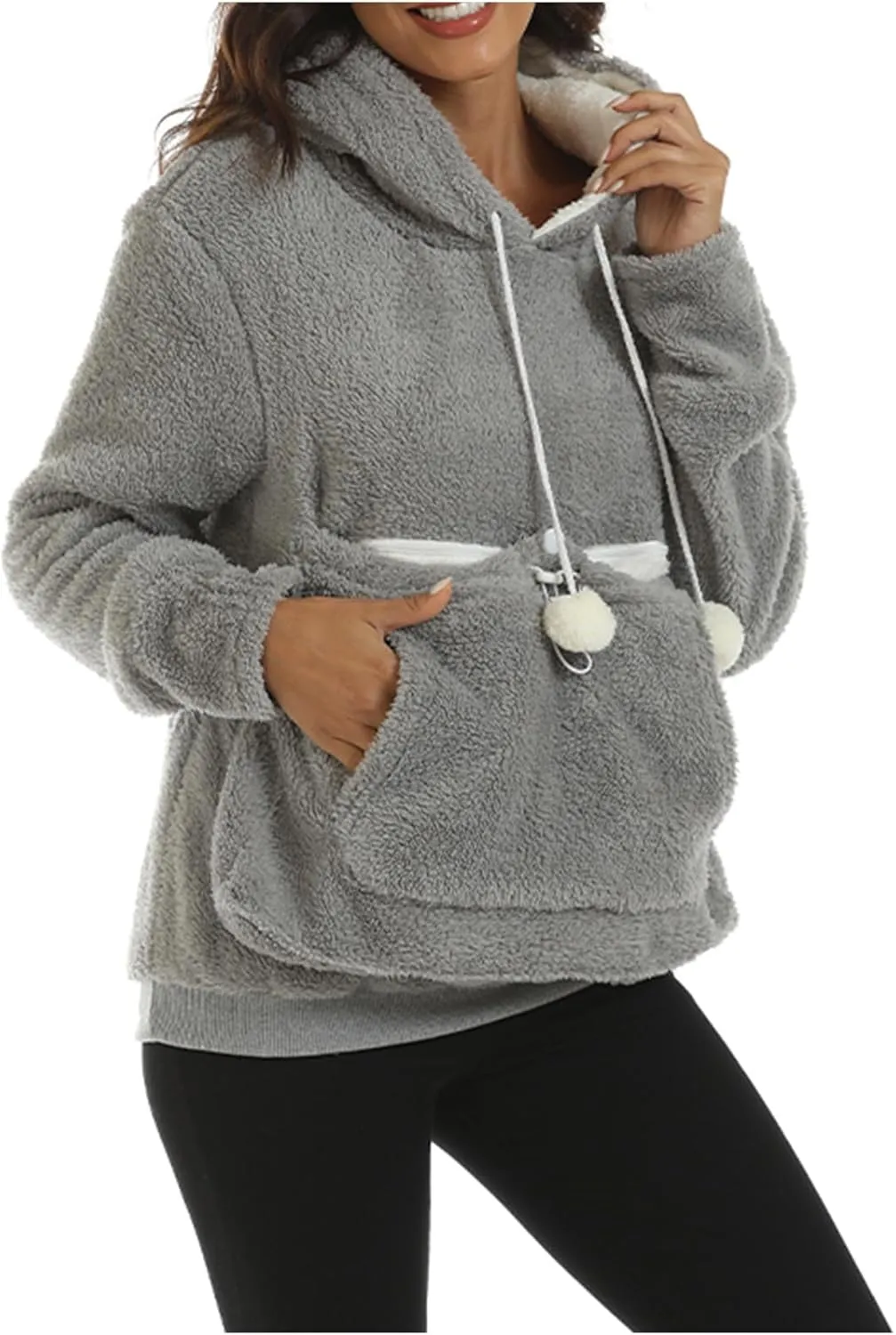 Unisex Fleece pet Cat Small Day Pouch Hoodie Carrier Holder Carrying Sweatshirt Pouch Hoodie Kangaroo Pocket