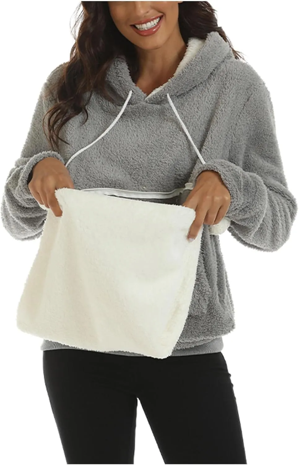 Unisex Fleece pet Cat Small Day Pouch Hoodie Carrier Holder Carrying Sweatshirt Pouch Hoodie Kangaroo Pocket