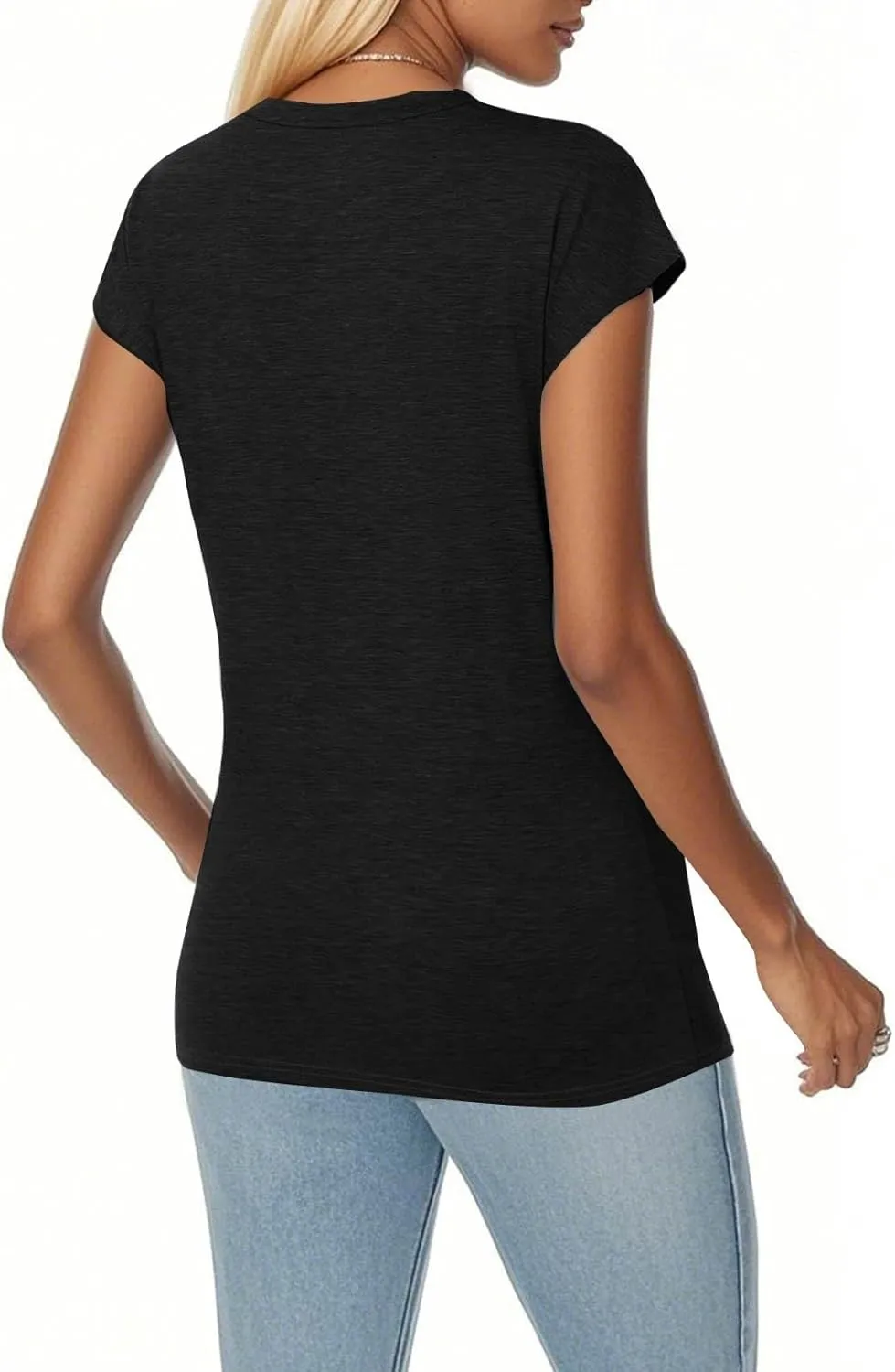 V Neck T Shirts for Women Loose Fit Short Sleeve Cute Summer Tops Dressy Casual Trendy Lightweight Tops Blouses