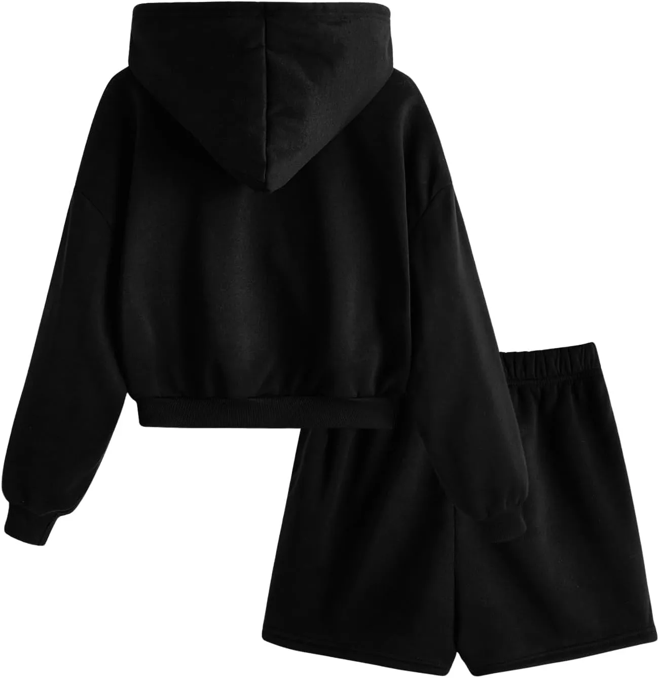 Verdusa Women's 2 Piece Outfits Sweatsuits Zip Up Hoodie Elastic Waist Shorts Lounge Sets Sweat Sets