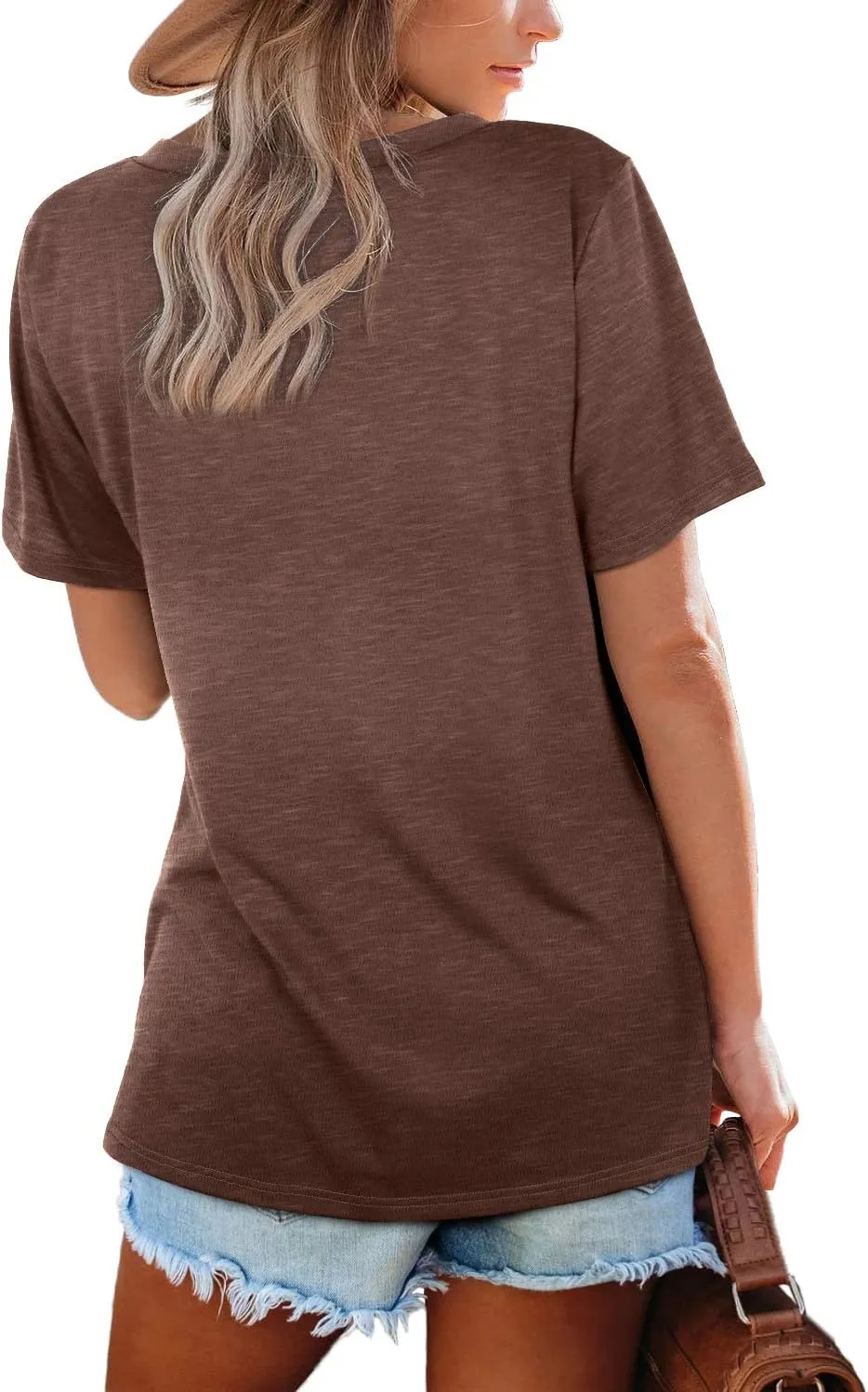 WIHOLL Womens Tops Casual Short Sleeve V Neck T Shirts