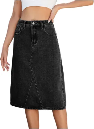Women Jean Skirts High Waisted Midi Denim A Line Skirt Plus Size Stretchy Maxi Dress Fashion 2025 Clothes