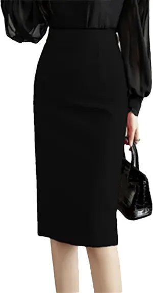 Women Vintage Stretch Pencil Skirts Office Lady Formal Midi Skirts Elegant Casual Bodycon Skirts