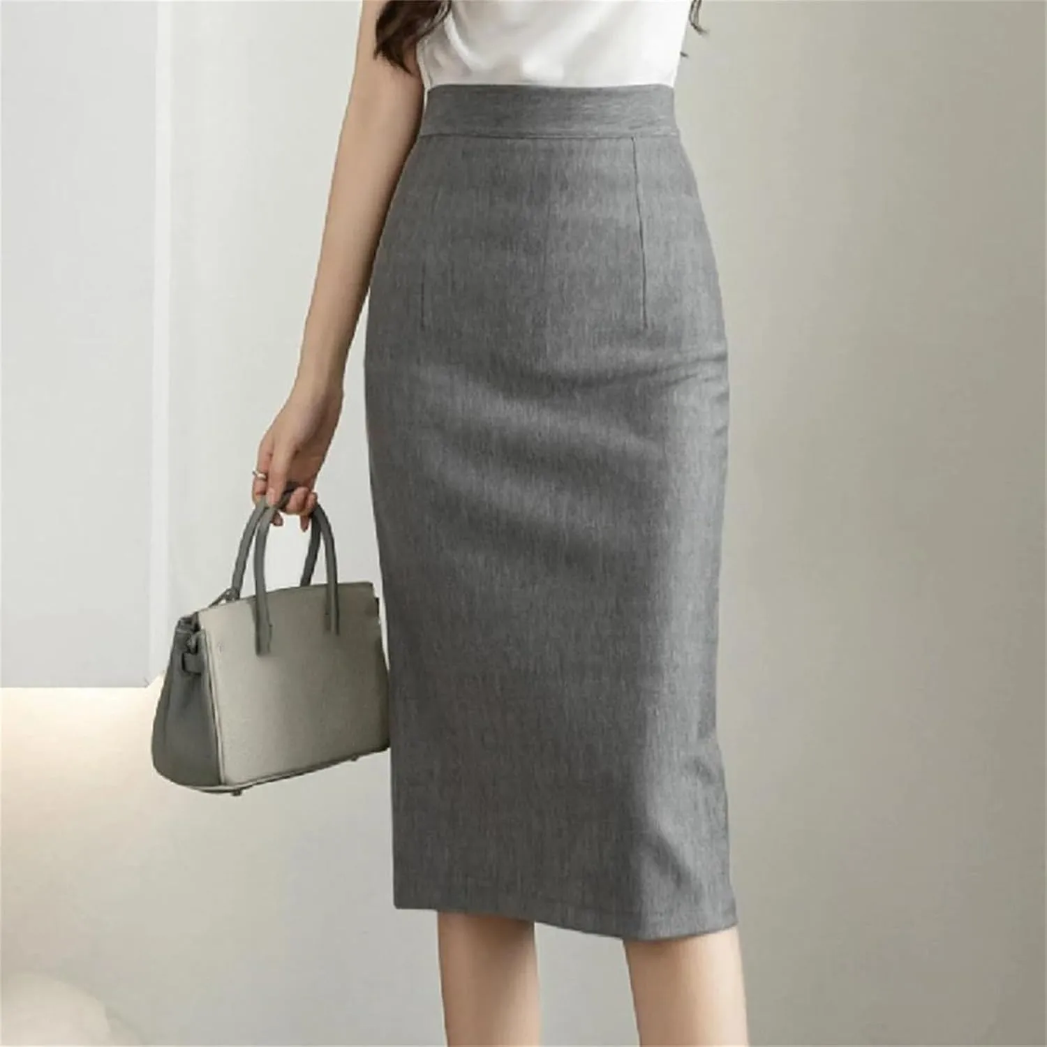 Women Vintage Stretch Pencil Skirts Office Lady Formal Midi Skirts Elegant Casual Bodycon Skirts