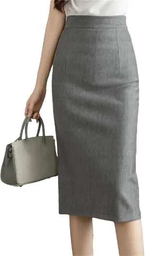 Women Vintage Stretch Pencil Skirts Office Lady Formal Midi Skirts Elegant Casual Bodycon Skirts