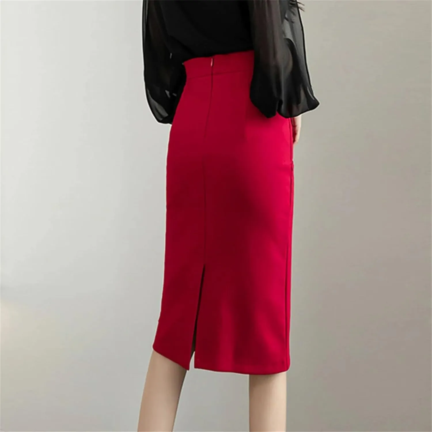 Women Vintage Stretch Pencil Skirts Office Lady Formal Midi Skirts Elegant Casual Bodycon Skirts