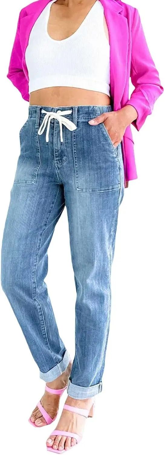 Womens Casual Cotton Linen Pants Lightweight Summer Relax Fit Elastic Waist Plus Size Solid Lounge Long Trousers
