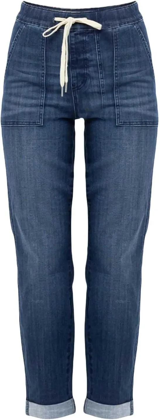 Womens Casual Cotton Linen Pants Lightweight Summer Relax Fit Elastic Waist Plus Size Solid Lounge Long Trousers