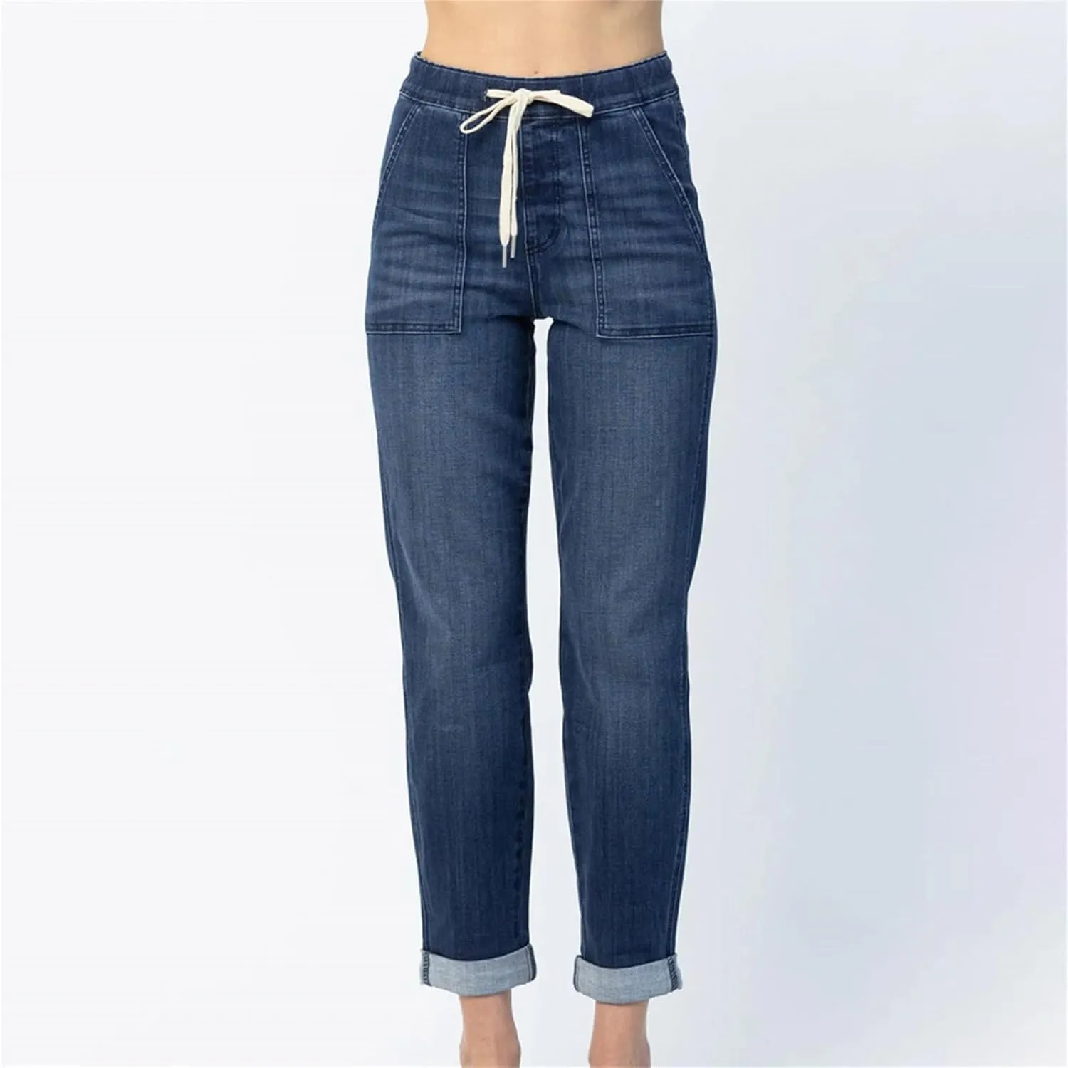 Womens Casual Cotton Linen Pants Lightweight Summer Relax Fit Elastic Waist Plus Size Solid Lounge Long Trousers