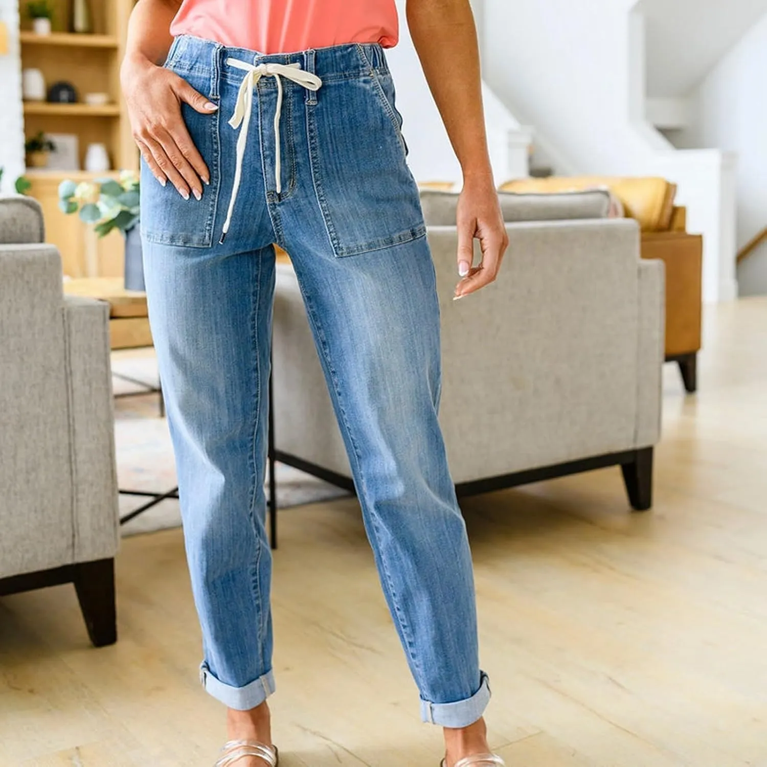 Womens Casual Cotton Linen Pants Lightweight Summer Relax Fit Elastic Waist Plus Size Solid Lounge Long Trousers