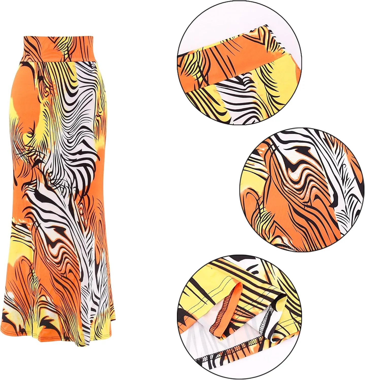 Womens Elegant Ditsy Floral Bodycon Skirts A Line Elastic High Waist Boho Maxi Long Skirt Work Party Novelty Skirt