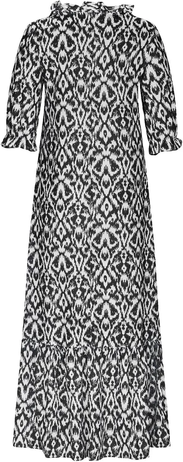 Women's Fashion Boho Summer Long Dress, 2025 Short Sleeve V Neck Tassel Flowy Casual Dresses Beach A-Line Sundress