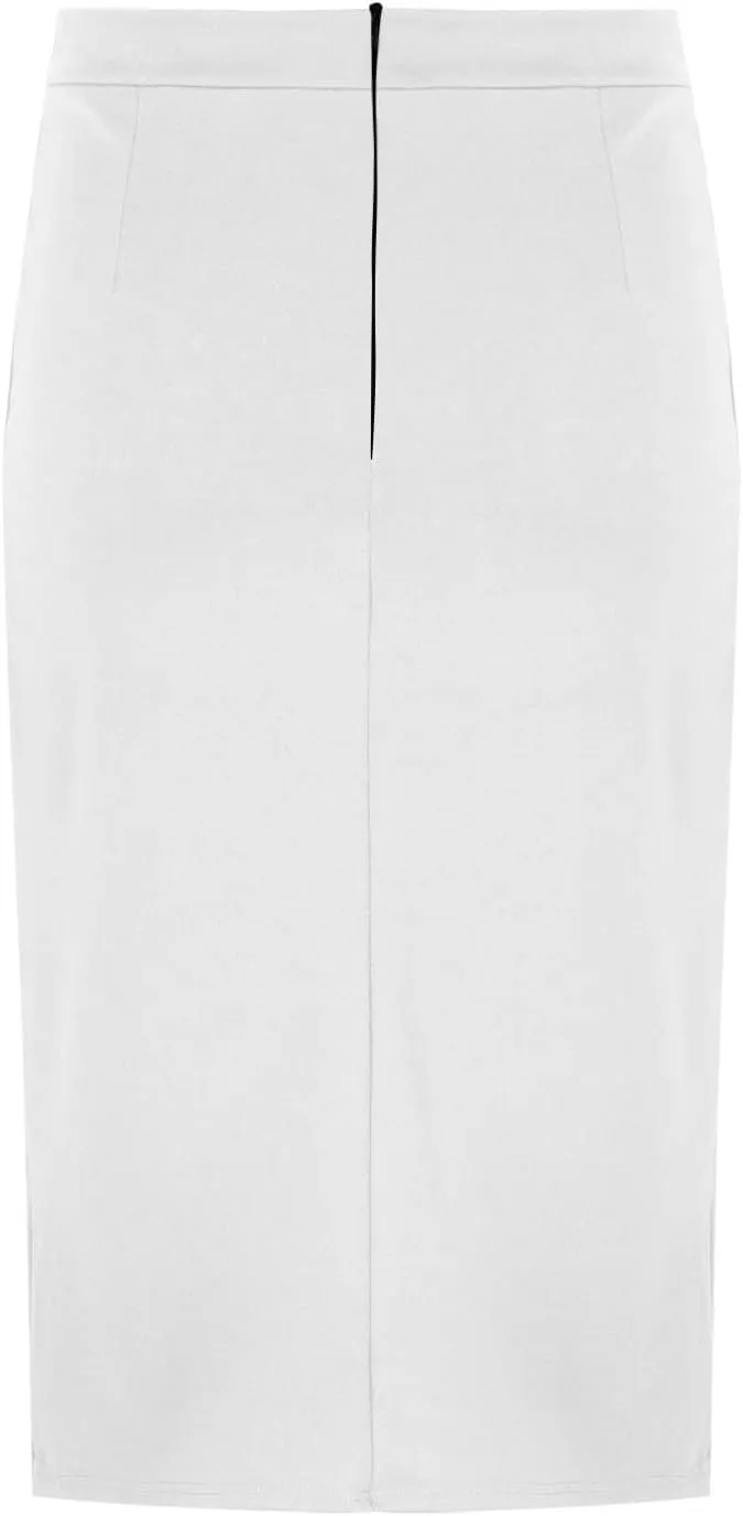 Womens High Waist Bodycon Skirts Summer Casual Soft Stretchy Slim Fit Split Slit Hem Business Work Midi Pencil Skirt