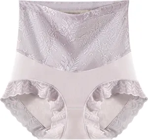 Women's High Waist Cotton Underwear Soft Brief Sexy Lace Panties Regular Butt Lift Seamless Brief