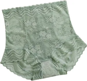 Women's High Waist Cotton Underwear Soft Brief Sexy Lace Panties Regular Butt Lift Seamless Brief
