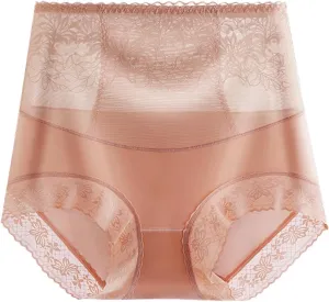 Women's High Waist Cotton Underwear Soft Brief Sexy Lace Panties Regular Butt Lift Seamless Brief