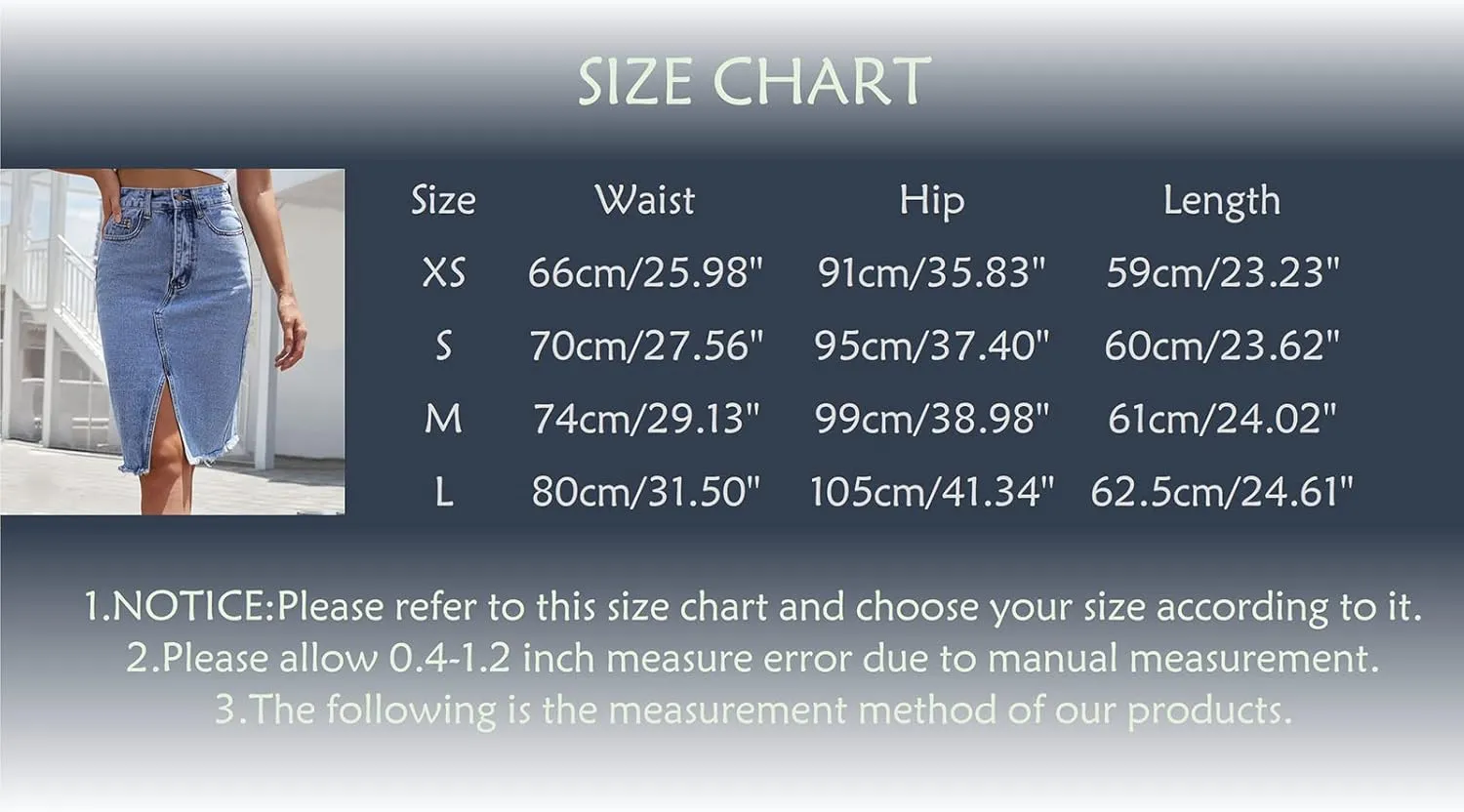 Women's High Waist Denim Skirt Knee Length Button Down Midi Skirt Solid Color Slit Slim Fit Hip Wrap Skirt (Blue, L)
