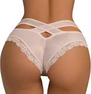 Womens Lace Thongs Underwear Sexy Ice Silk Briefs Butt Lifting Panties Cheeky Low Waist Comfor Underpants Tangas Soft