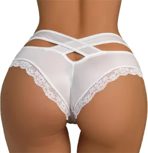 Womens Lace Thongs Underwear Sexy Ice Silk Briefs Butt Lifting Panties Cheeky Low Waist Comfor Underpants Tangas Soft