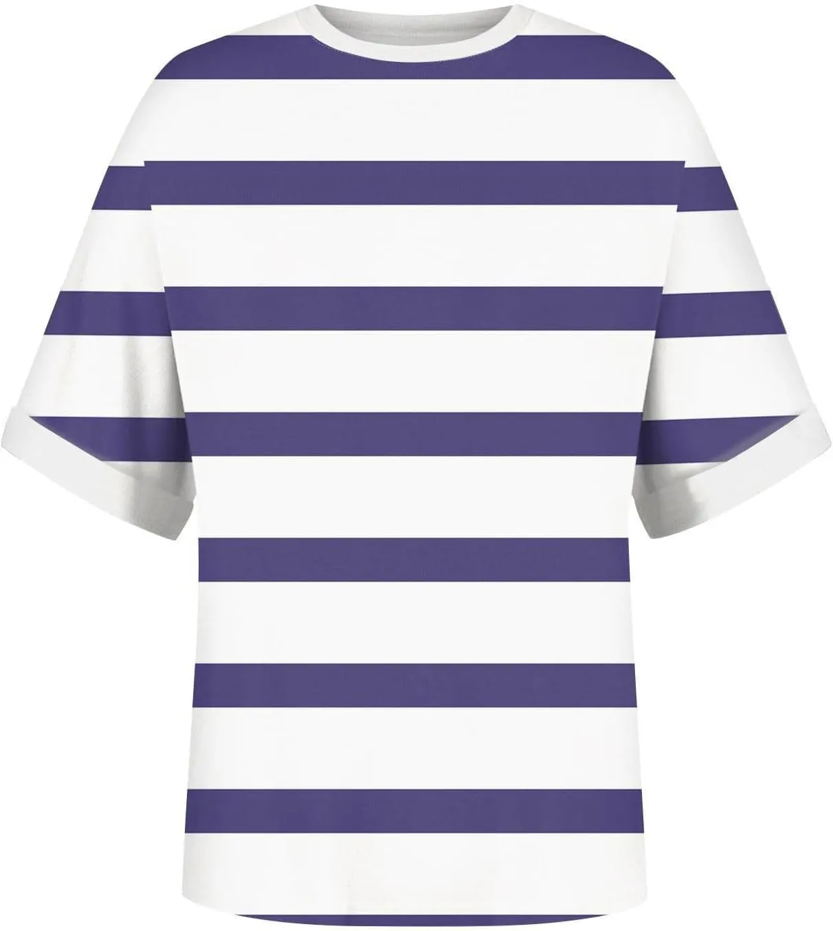 Women's Oversized T Shirts 2024 Stripe Printed Crewneck Tops Short Sleeve Loose Basic Tee Trendy Summer Clothing