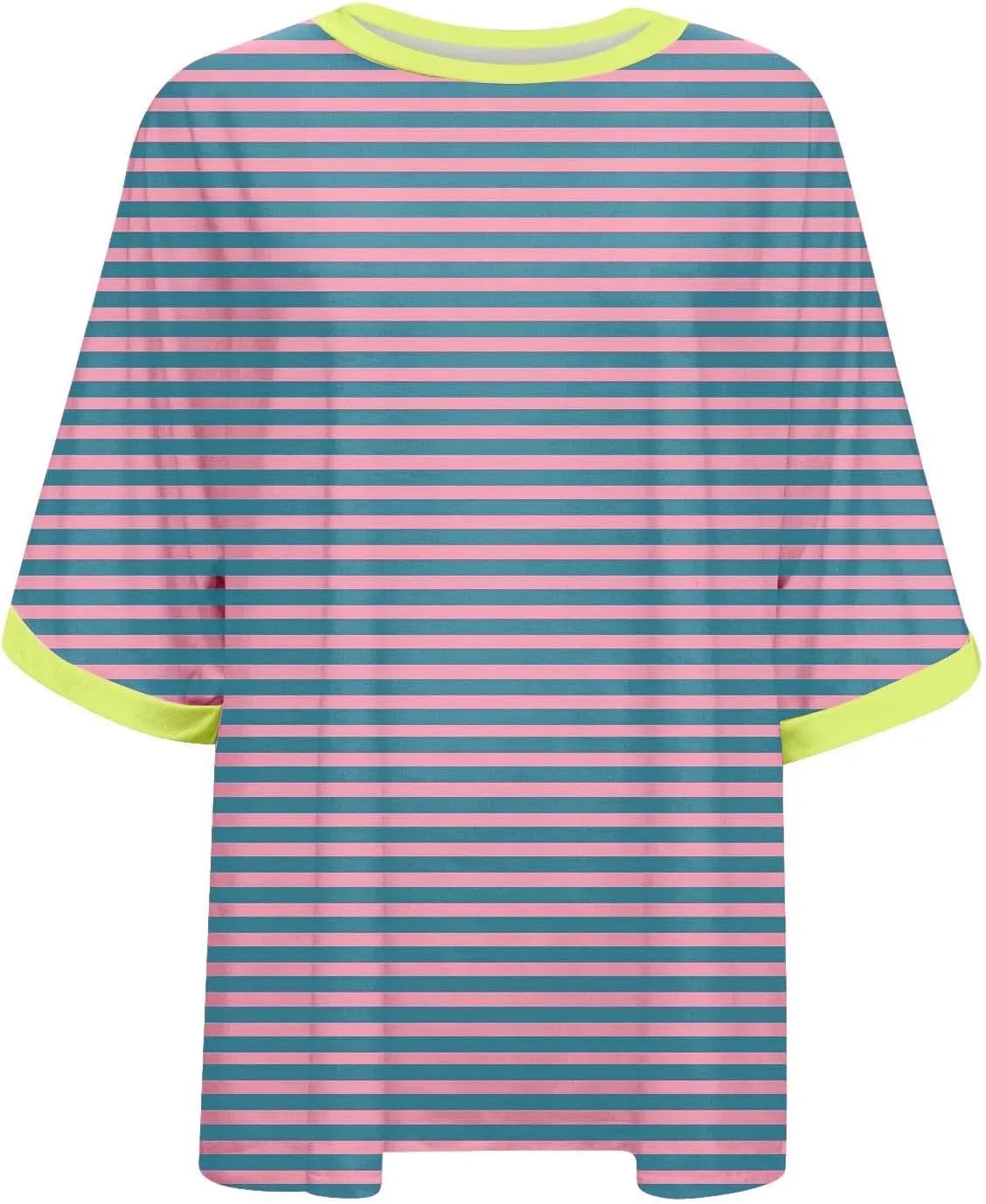 Women's Oversized T Shirts 2024 Stripe Printed Crewneck Tops Short Sleeve Loose Basic Tee Trendy Summer Clothing