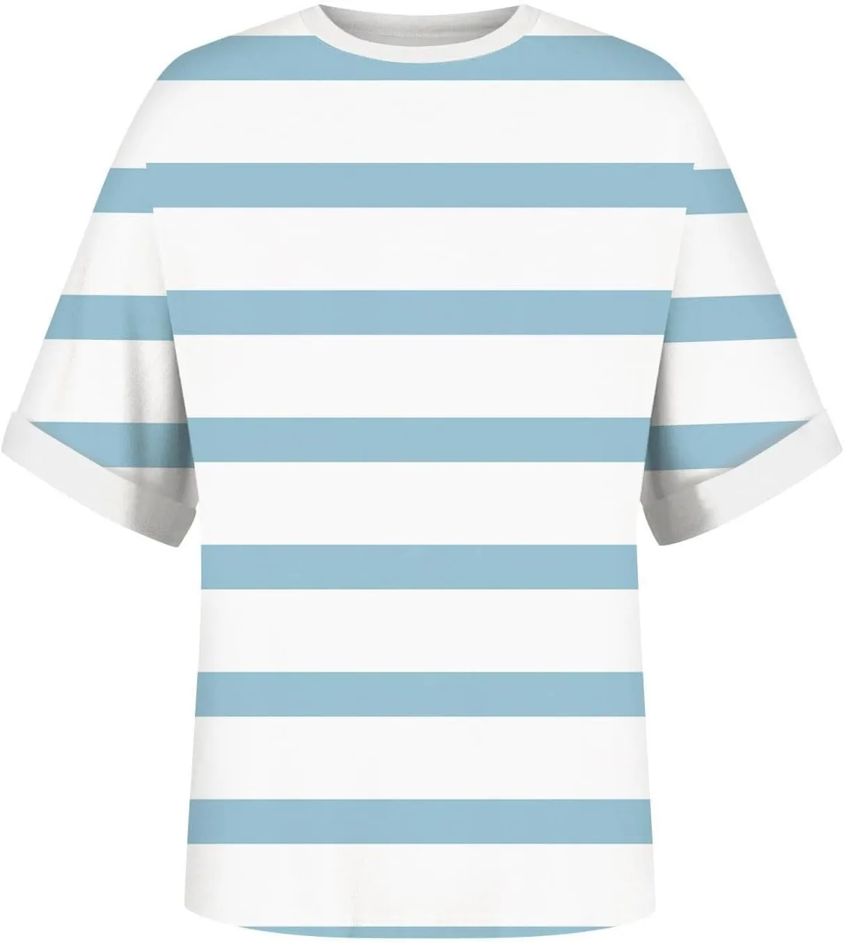 Women's Oversized T Shirts 2024 Stripe Printed Crewneck Tops Short Sleeve Loose Basic Tee Trendy Summer Clothing