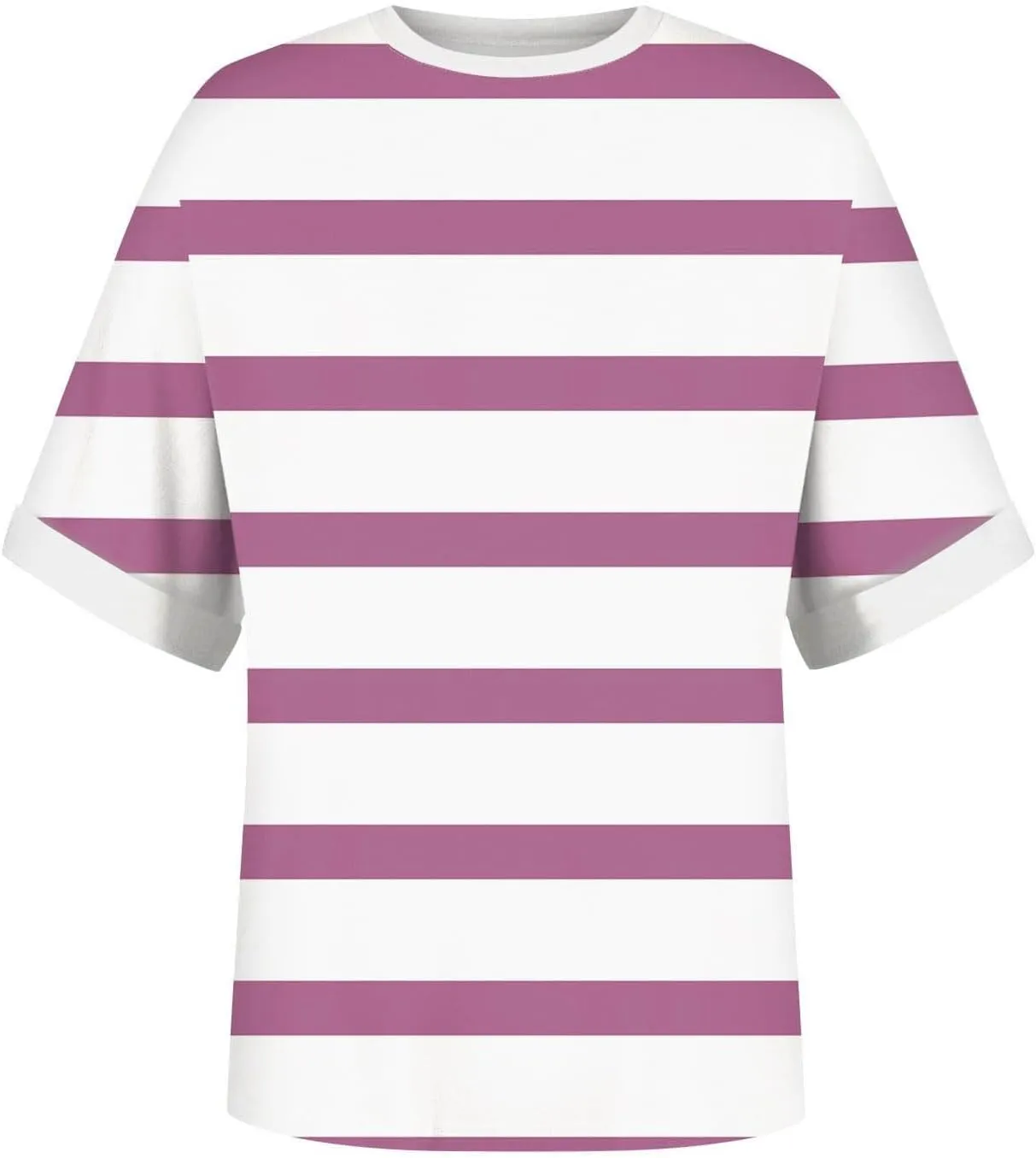 Women's Oversized T Shirts 2024 Stripe Printed Crewneck Tops Short Sleeve Loose Basic Tee Trendy Summer Clothing