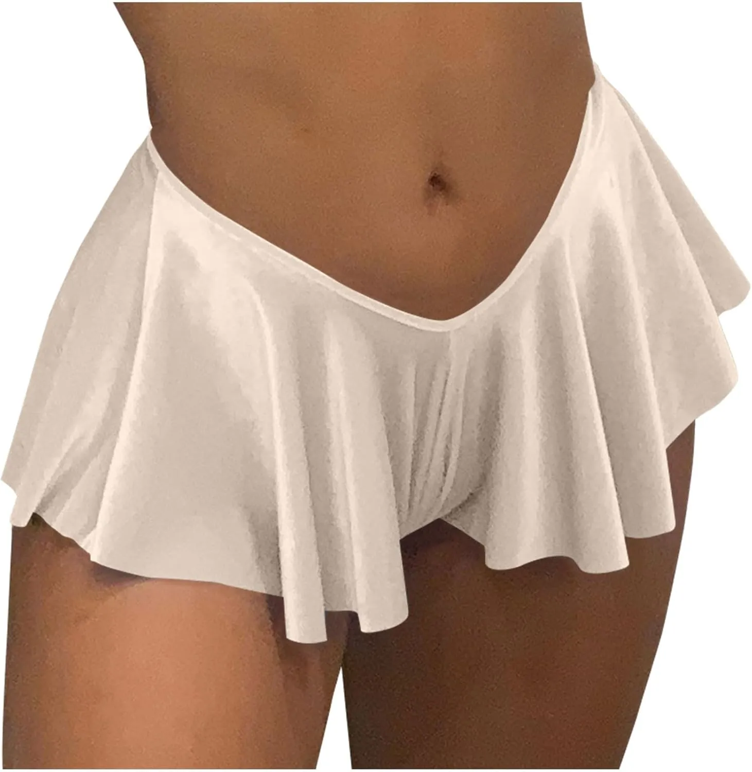 Women's Panty Underwear Fashion Solid Color Low Waist Pleated Hem Soft Comfy Shorts Skirts Boyshorts Bikini Briefs
