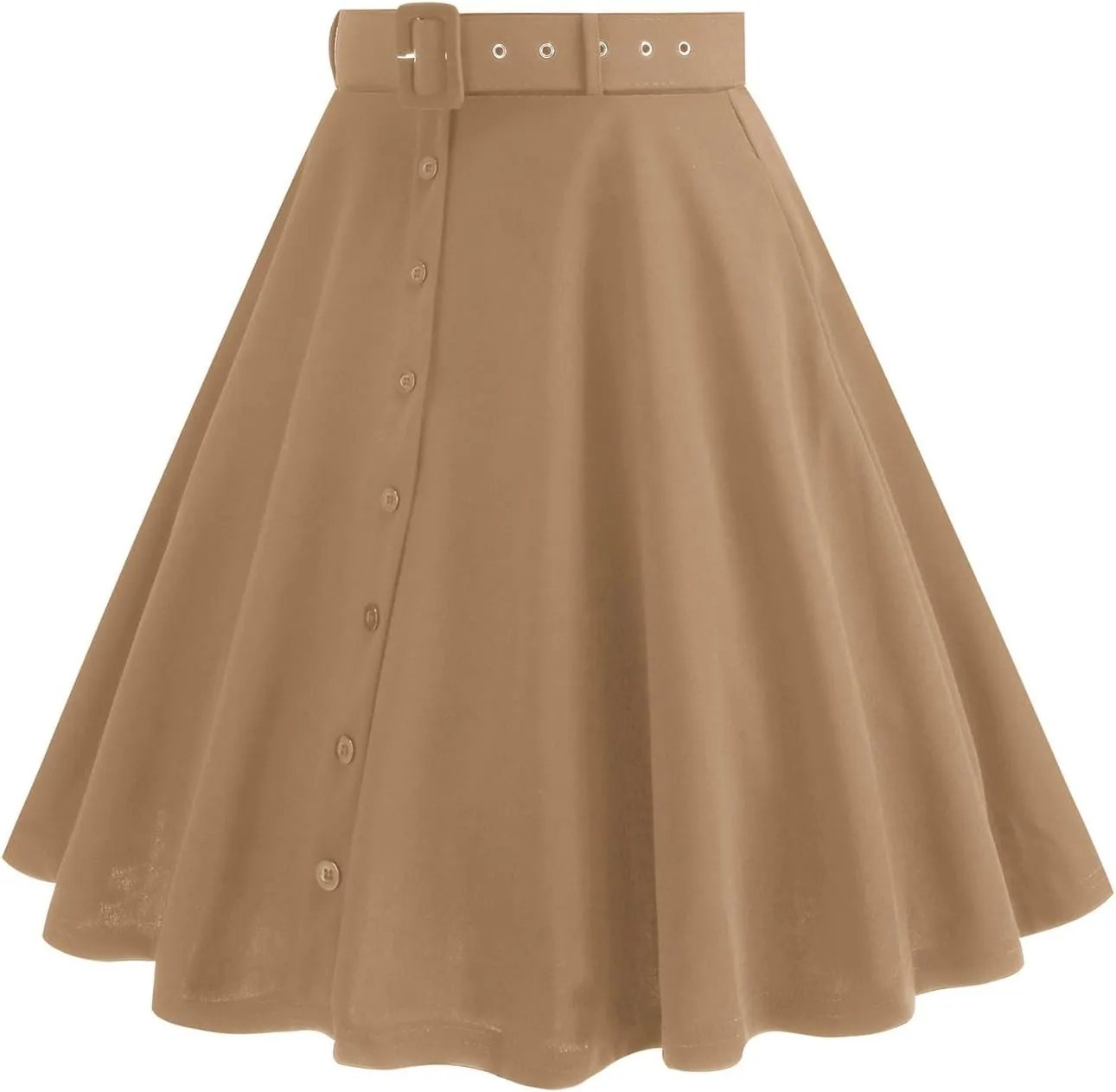 Women's Pleated Mini Skirts Casual Belted Button Down Business Work High Waist School Uniform Cheerleader Skirt
