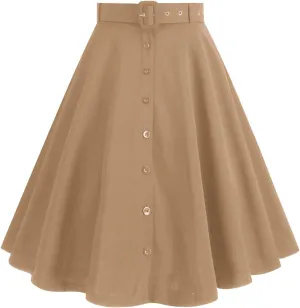 Women's Pleated Mini Skirts Casual Belted Button Down Business Work High Waist School Uniform Cheerleader Skirt