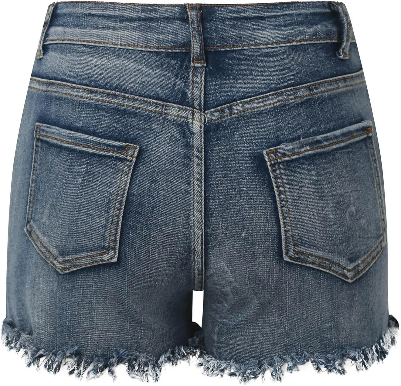 Women's Ripped Jean Denim Shorts Raw Hem Distressed Jeans Short High Waisted Stretchy Folded Hem Black Shorts