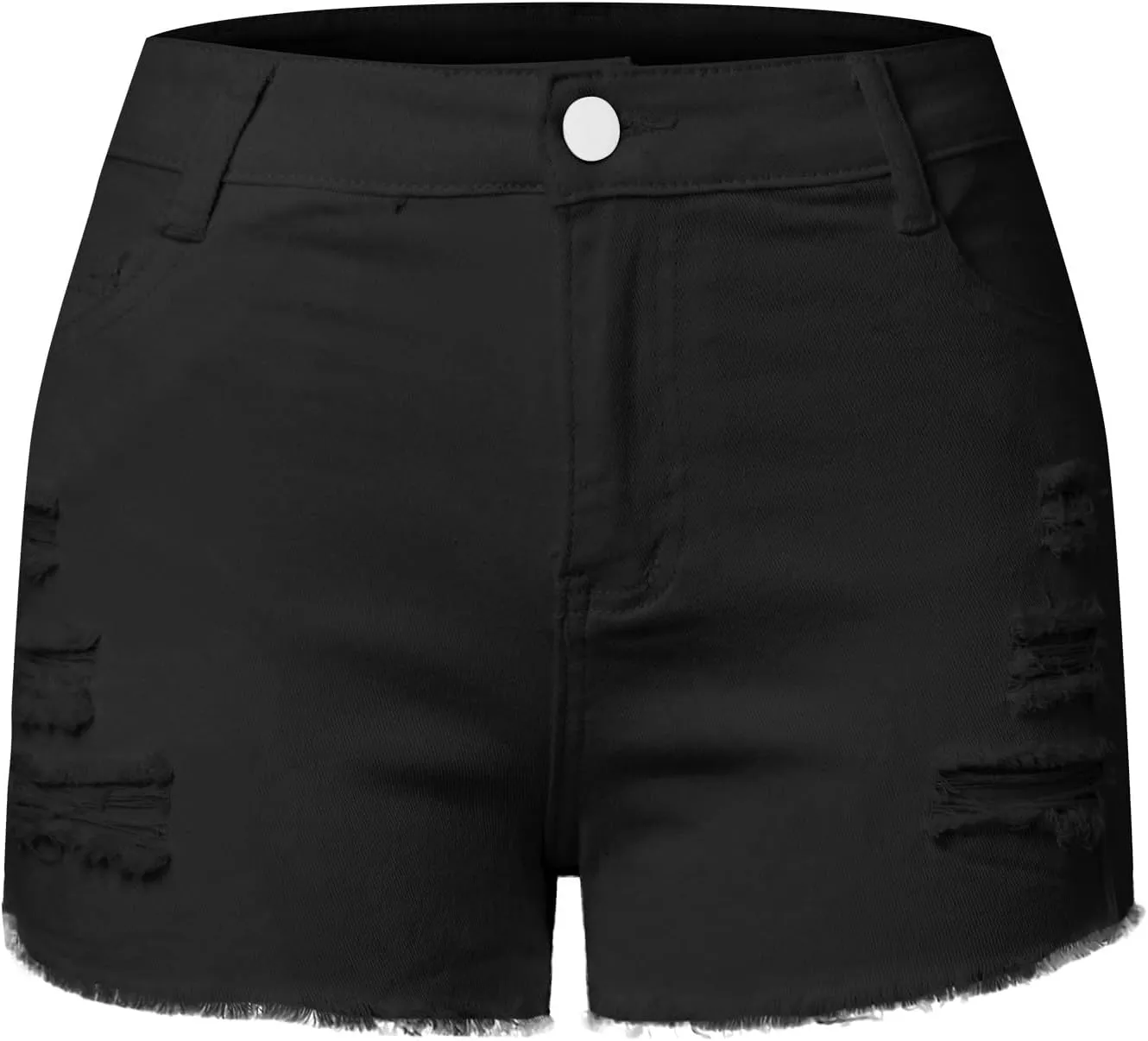 Women's Ripped Jean Denim Shorts Raw Hem Distressed Jeans Short High Waisted Stretchy Folded Hem Black Shorts