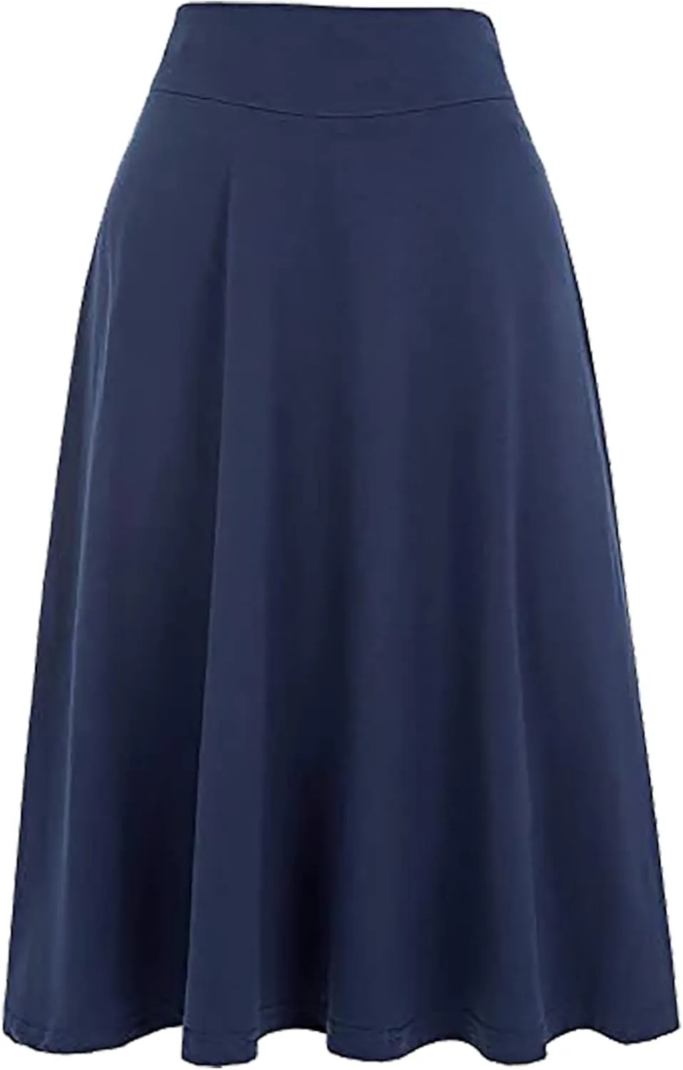Women's Stretchy High Waist Flare A-Line Midi Skirt Solid Knee Length Elegant Skirts Casual Summer Loose Flowy Skirt