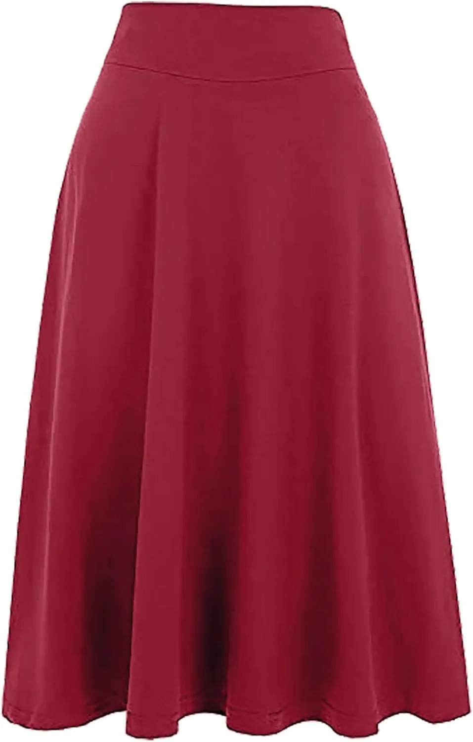 Women's Stretchy High Waist Flare A-Line Midi Skirt Solid Knee Length Elegant Skirts Casual Summer Loose Flowy Skirt