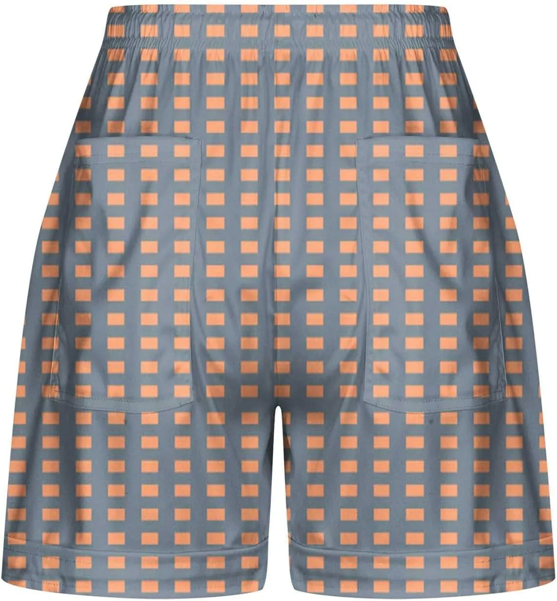 Womens Summer Casual Comfy Shorts Drawstring Elastic Waist Shorts Fashion Checkered Stripes Printed Shorts