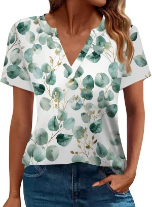 Womens Tops Casual Short Sleeve V Neck T Shirts for Womens Spring Blouses for Women 2025 Trendy Summer Tops for Women 2025