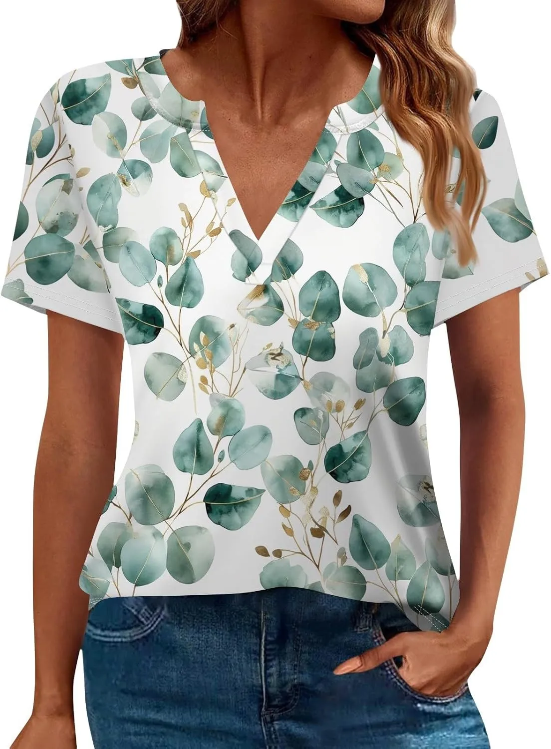 Womens Tops Casual Short Sleeve V Neck T Shirts for Womens Spring Blouses for Women 2025 Trendy Summer Tops for Women 2025