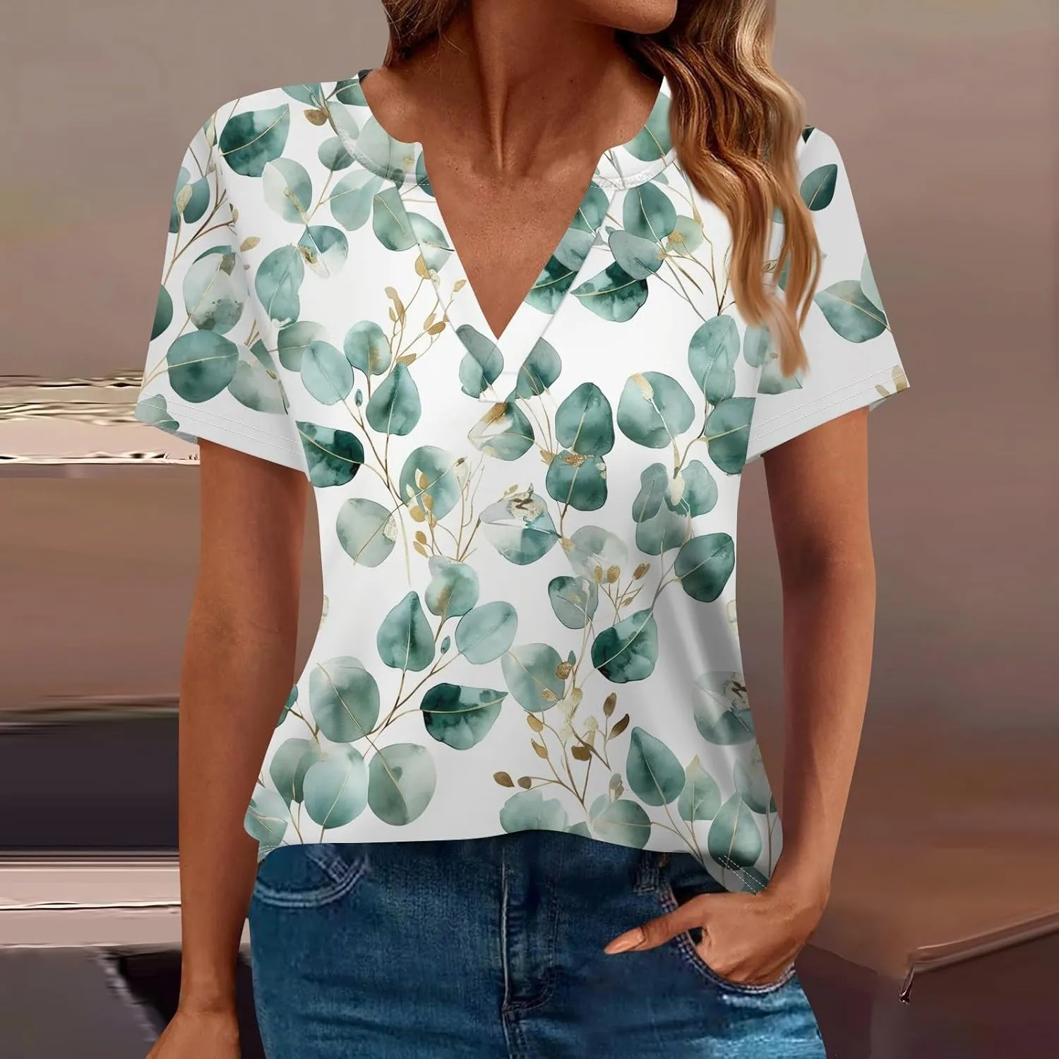 Womens Tops Casual Short Sleeve V Neck T Shirts for Womens Spring Blouses for Women 2025 Trendy Summer Tops for Women 2025
