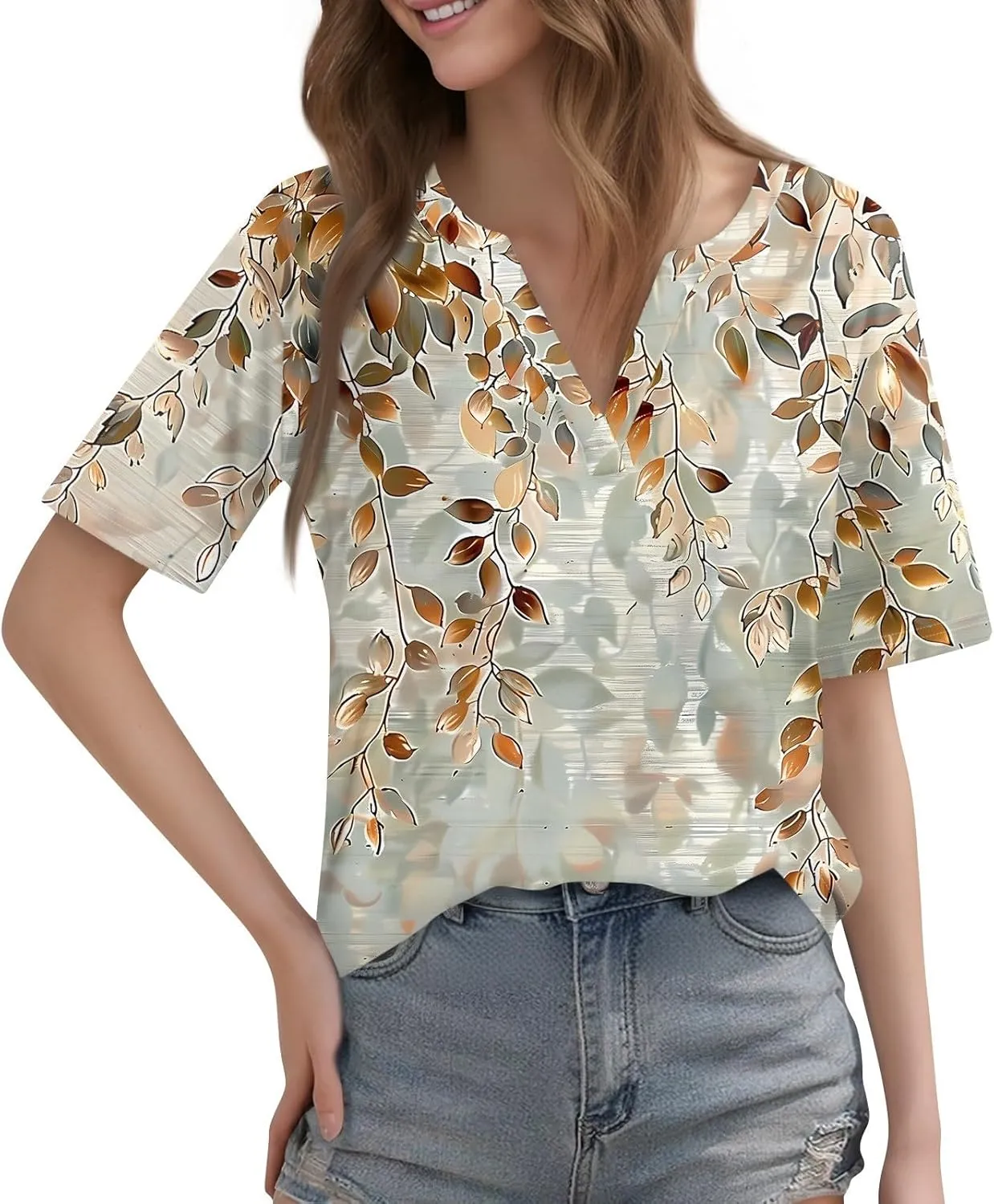 Womens Tops Casual Short Sleeve V Neck T Shirts for Womens Spring Blouses for Women 2025 Trendy Summer Tops for Women 2025