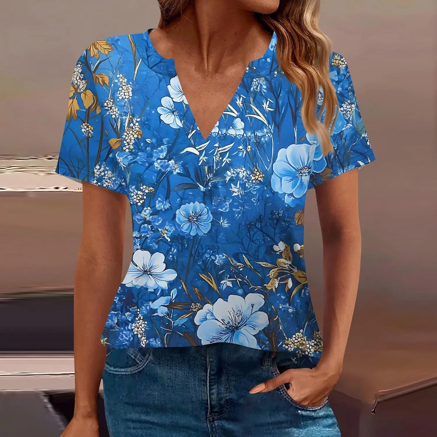 Womens Tops Casual Short Sleeve V Neck T Shirts for Womens Spring Blouses for Women 2025 Trendy Summer Tops for Women 2025